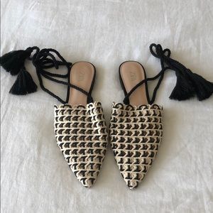Zara woven lace up ankle flats